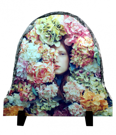 แผ่นหินพิมพ์ My face with flower Rock